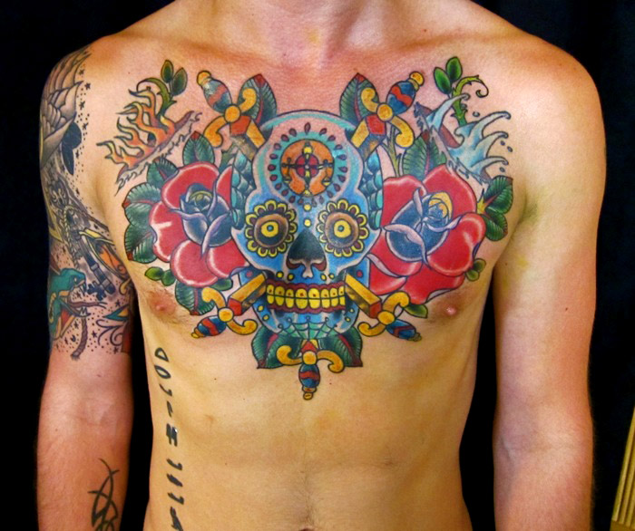 day of the dead chest piece